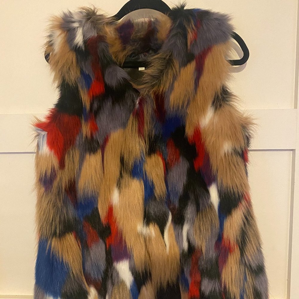 Gianni Bini Faux Fur Multicolor Vest